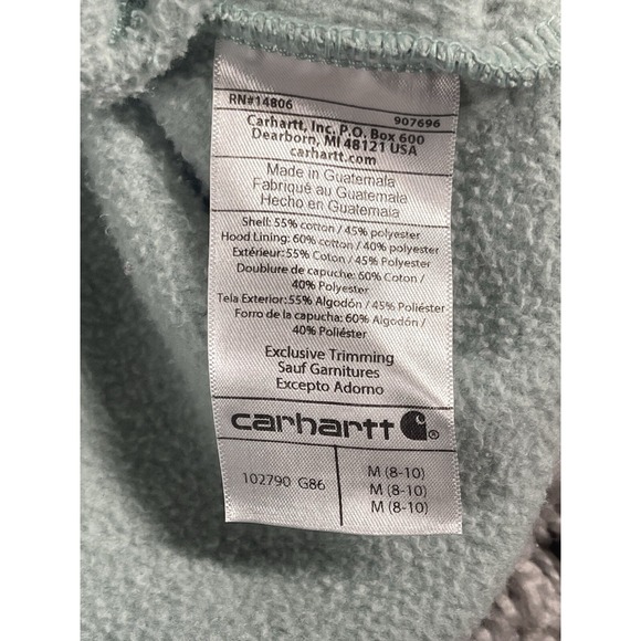 Carhartt Hoodie Womens Medium Mint Green Relaxed Fit Midweight Logo‎ Sweater - Picture 9 of 11